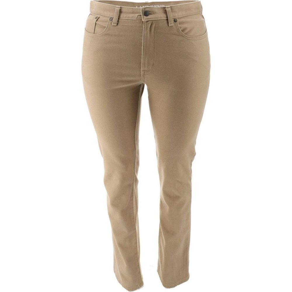 NWT LANDS' END STRAIGHT GARMENT DYE KNOCKABOUT 5 POCKET PANTS TAN PEBBLE 37